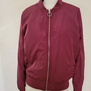 Garage | Raspberry Quilted Sporty Casual Bomber Jacket | Size Medium